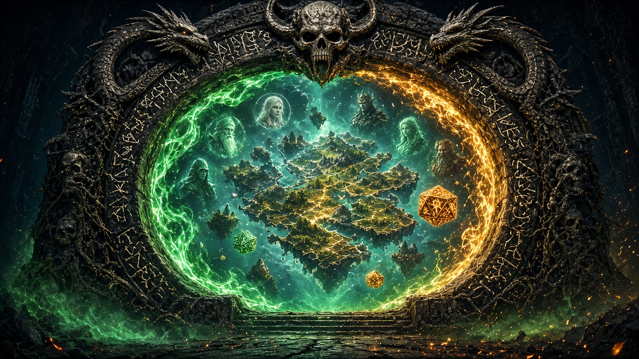 Ancient portal opening into a campaign world